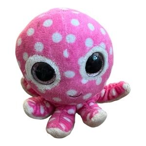 Ty Ollie Beanie Boo Octopus Plush Toy Stuffed Animal Big Round Eyes Pink 2013‎